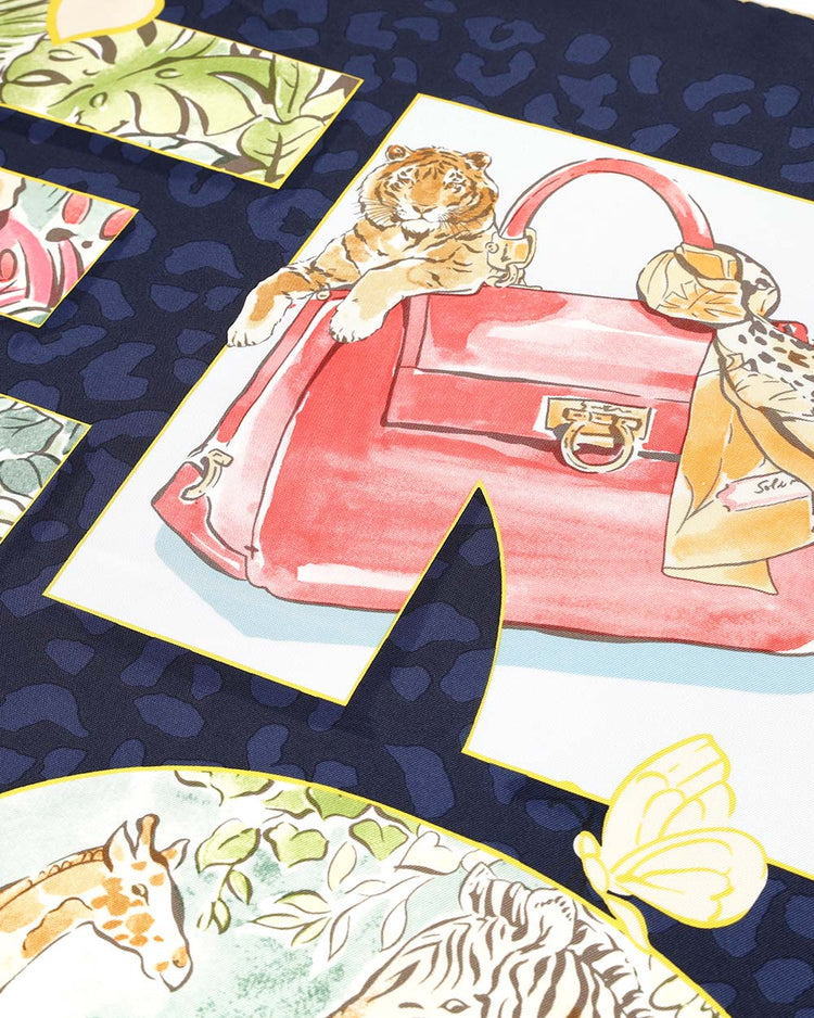 Letters Printing Silk Scarf