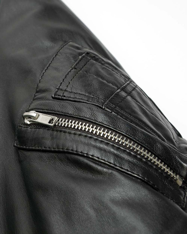 Leather Bomber Zip-up Jacket