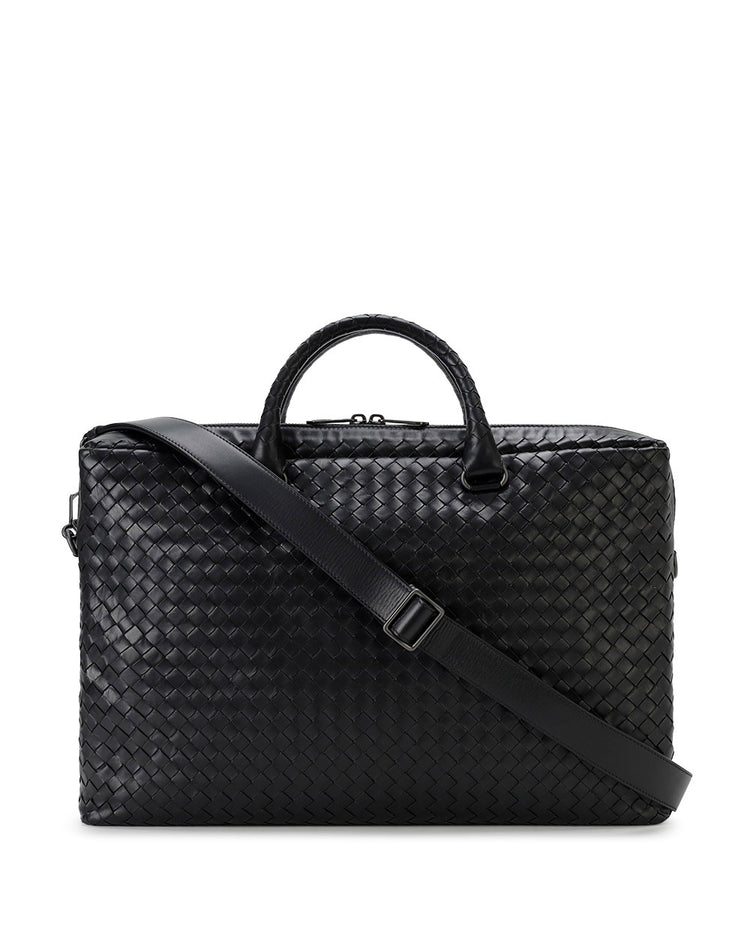 Woven leather briefcase