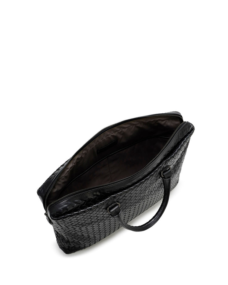 Woven leather briefcase