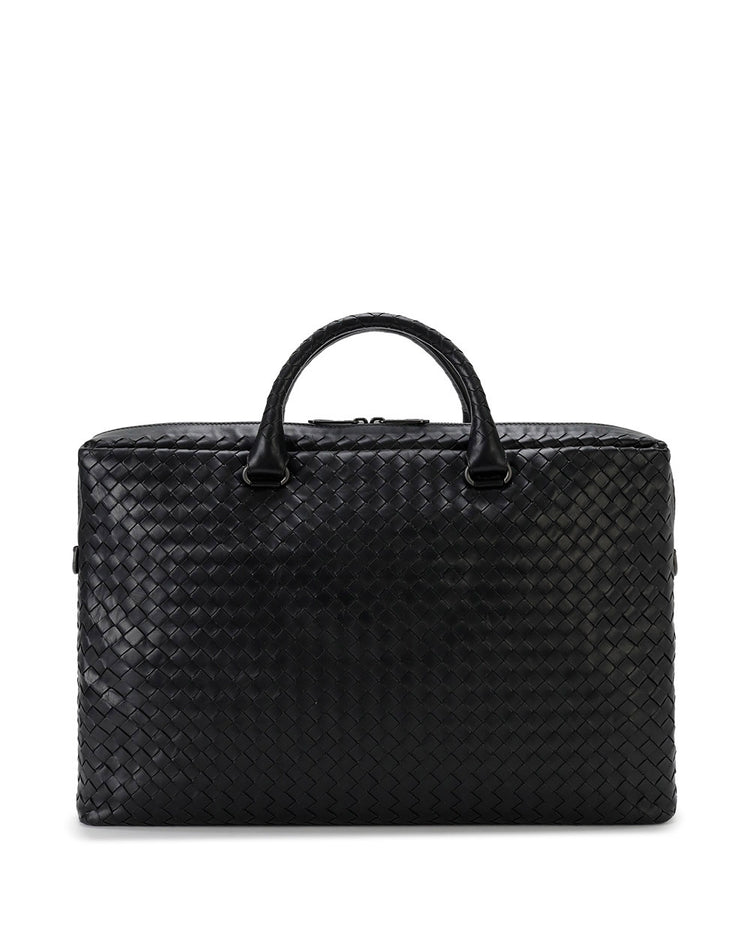 Woven leather briefcase