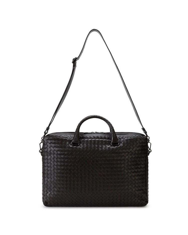 Woven leather briefcase
