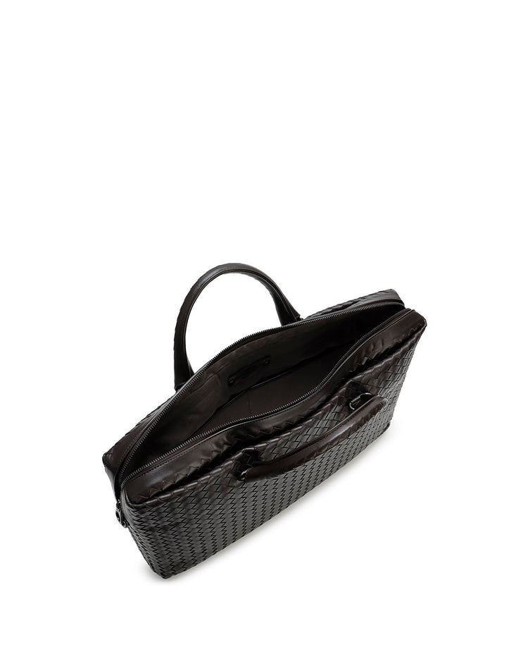 Woven leather briefcase