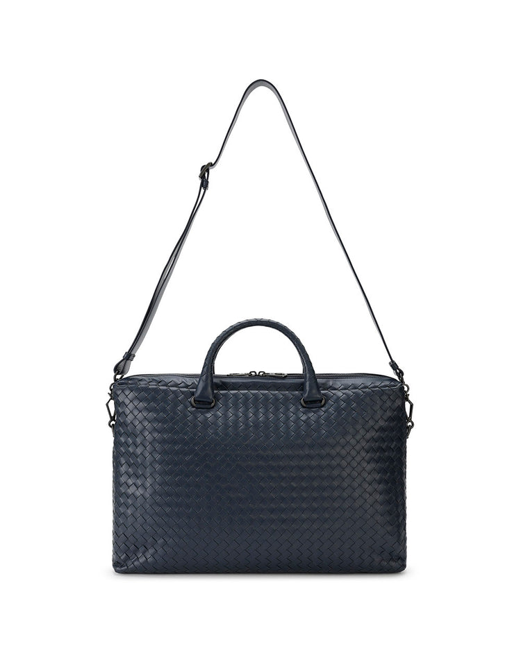 Woven leather briefcase