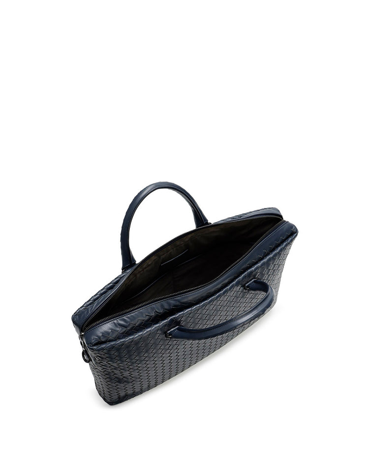 Woven leather briefcase