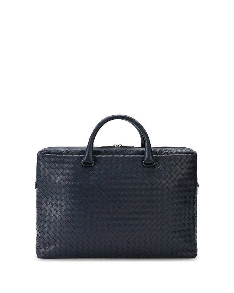 Woven leather briefcase