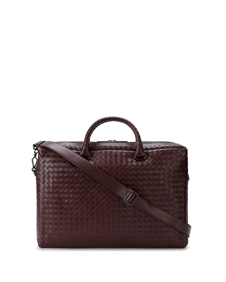Woven leather briefcase