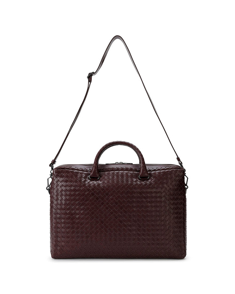 Woven leather briefcase