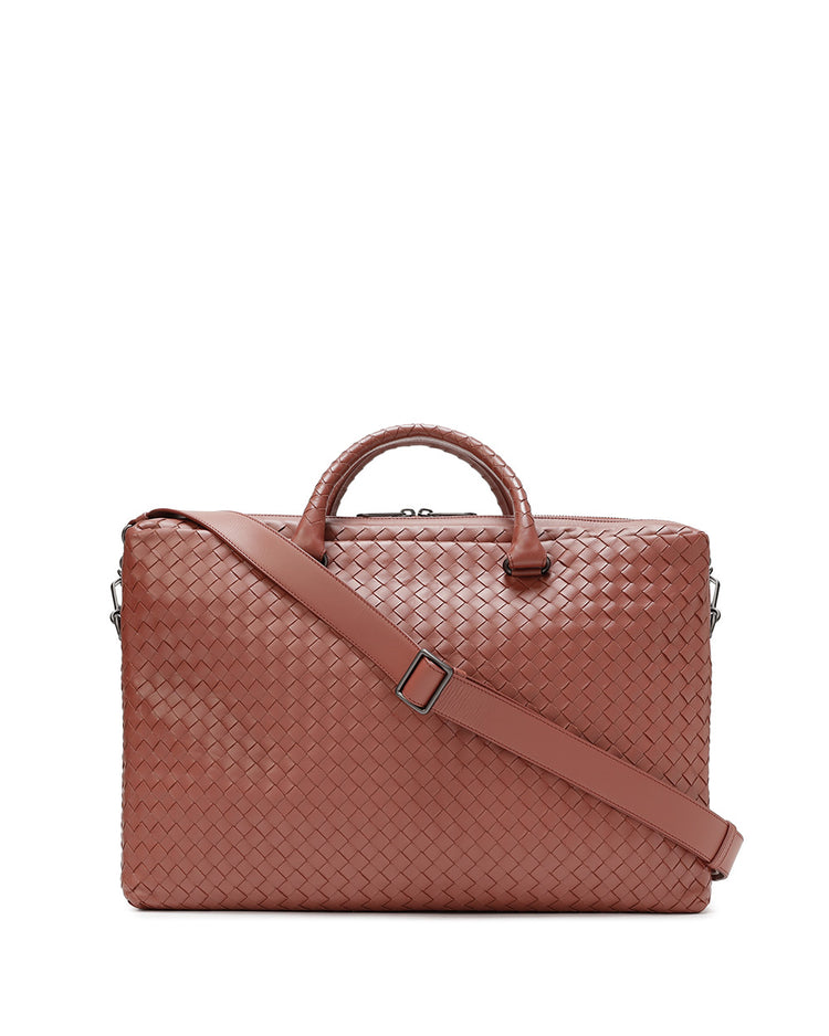 Woven leather briefcase