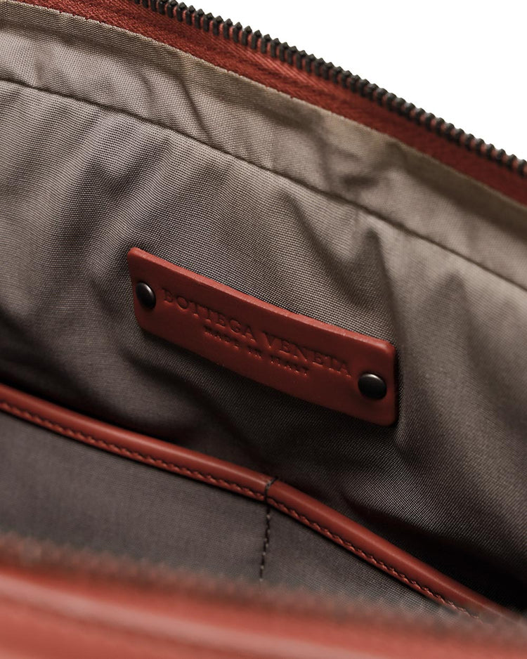Woven leather briefcase