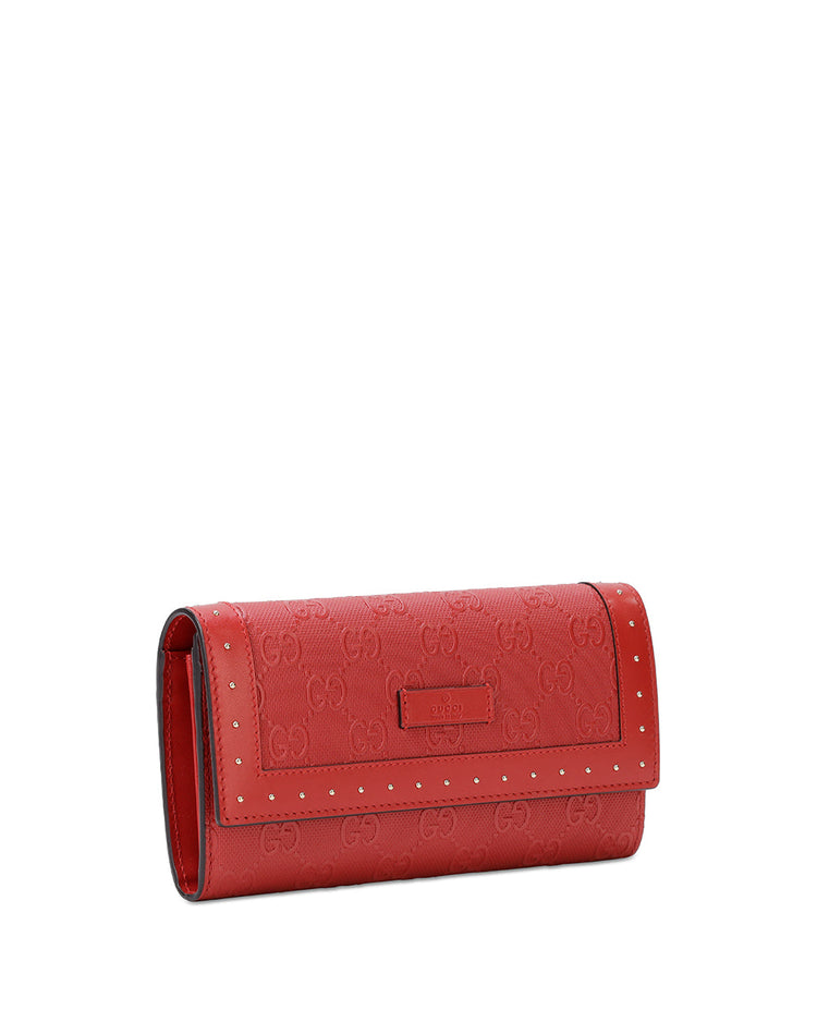Double G Leather Studded Long Wallet Wallet
