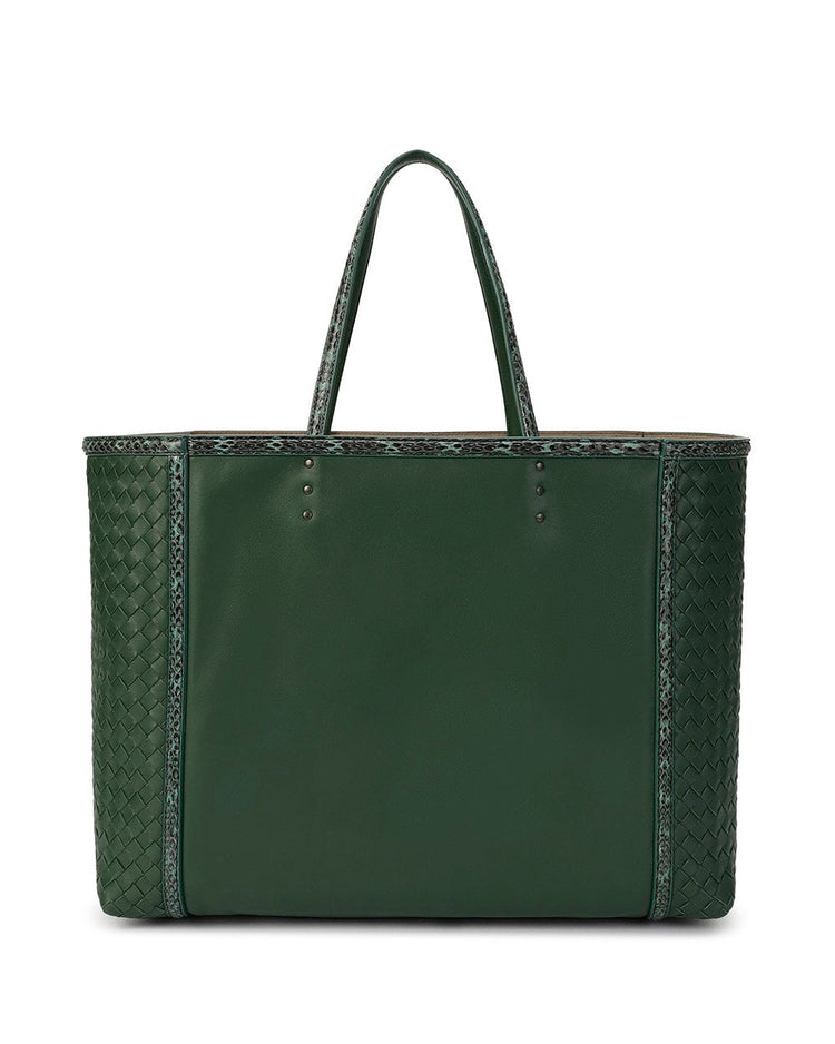 Woven leather handbag