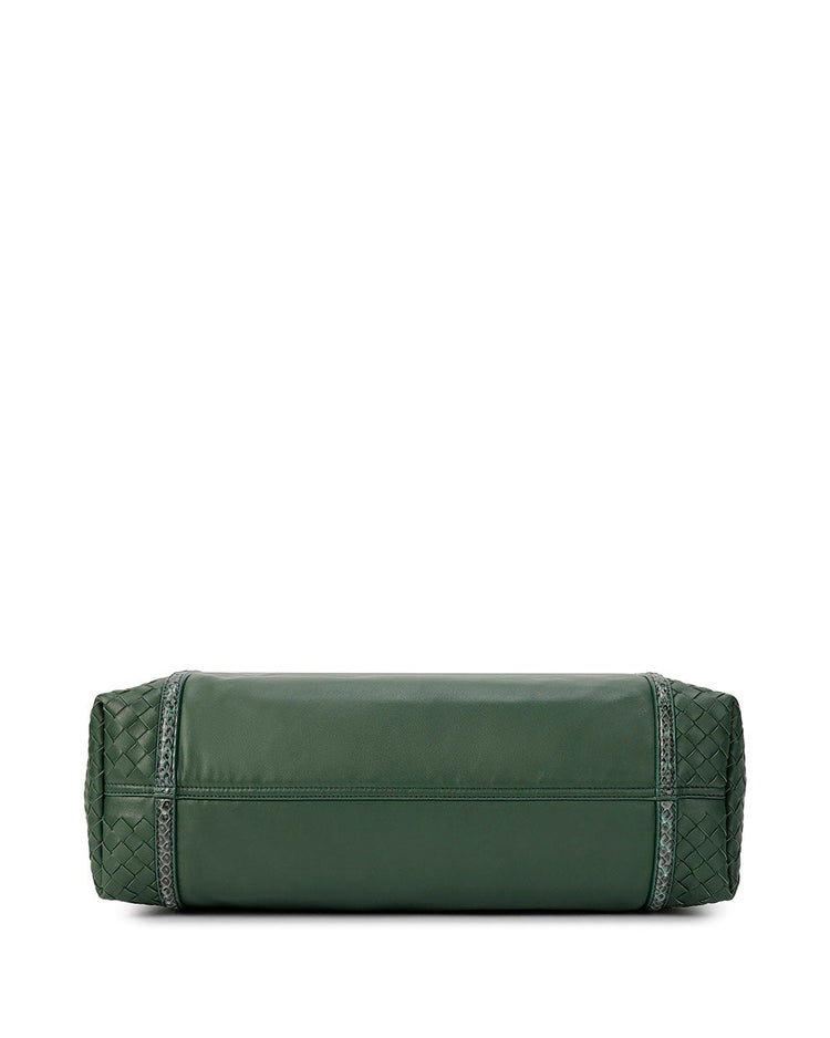 Woven leather handbag