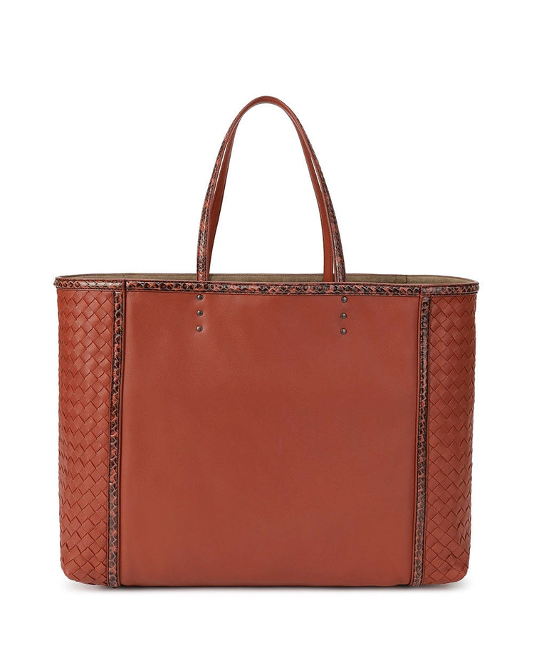 Woven leather handbag