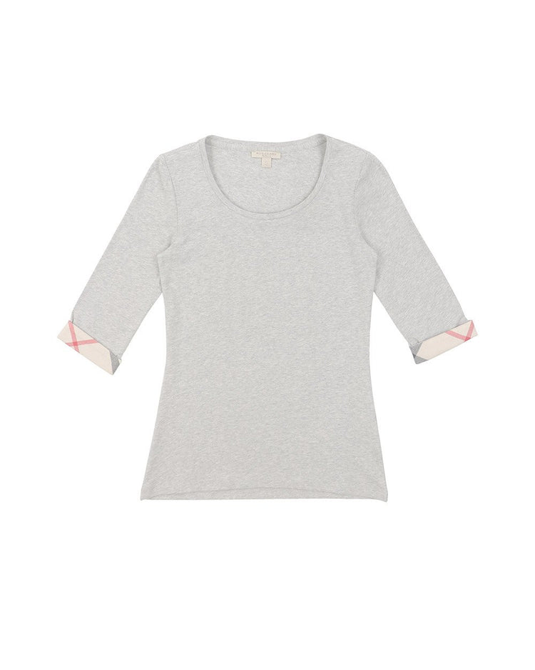 Check Cuff Detailed T-Shirt - ISSI Outlet