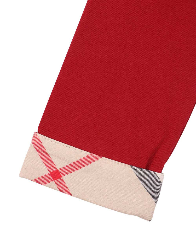 Scoop Neck Check Cuff T-Shirt