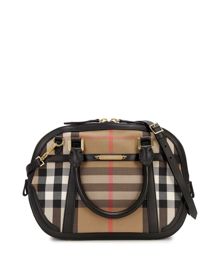 Check Canvas & Leather Crossbody Bag - ISSI Outlet