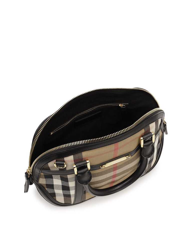 Check Canvas & Leather Crossbody Bag - ISSI Outlet