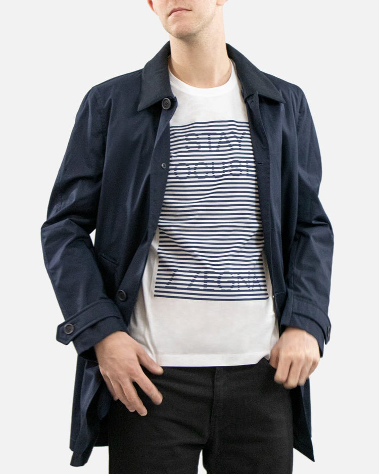 Cotton Blue Long Trench Coat