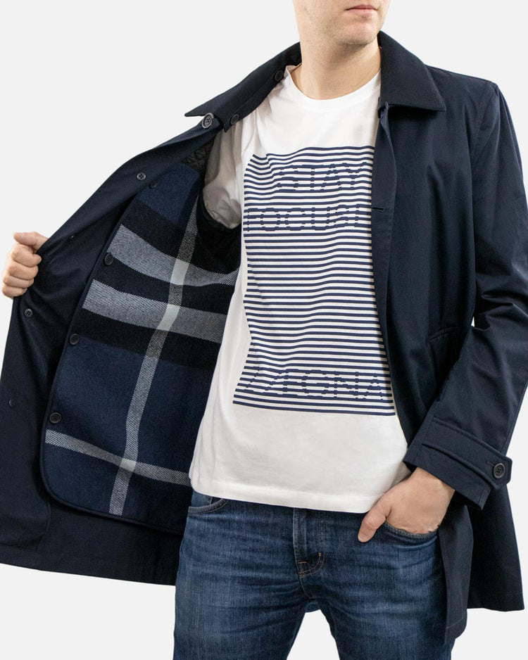 Cotton Blue Long Trench Coat - ISSI Outlet