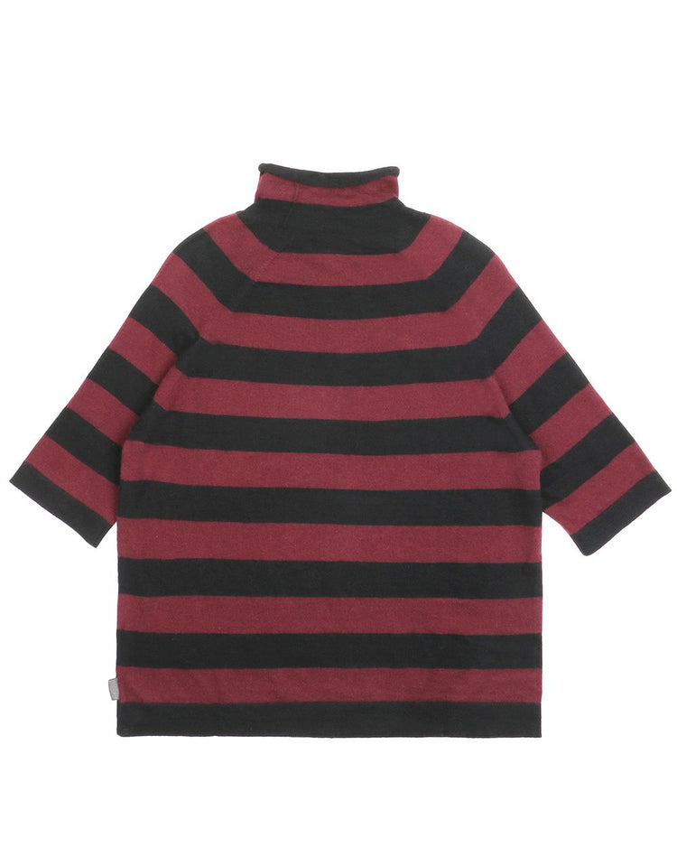 Crew Neck Stripe Short Sleeves Sweater