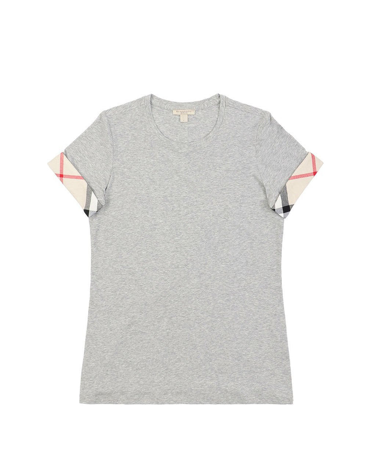 Checked V-Neck Short Sleeves T-Shirt