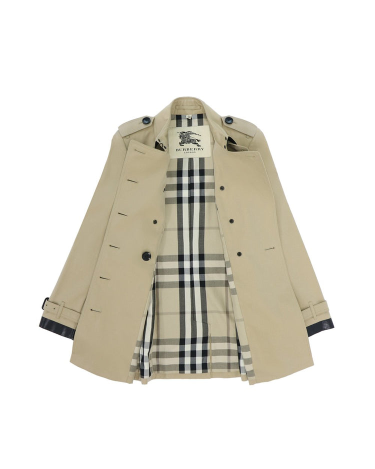 Mid-length Color Block Trench Coat
