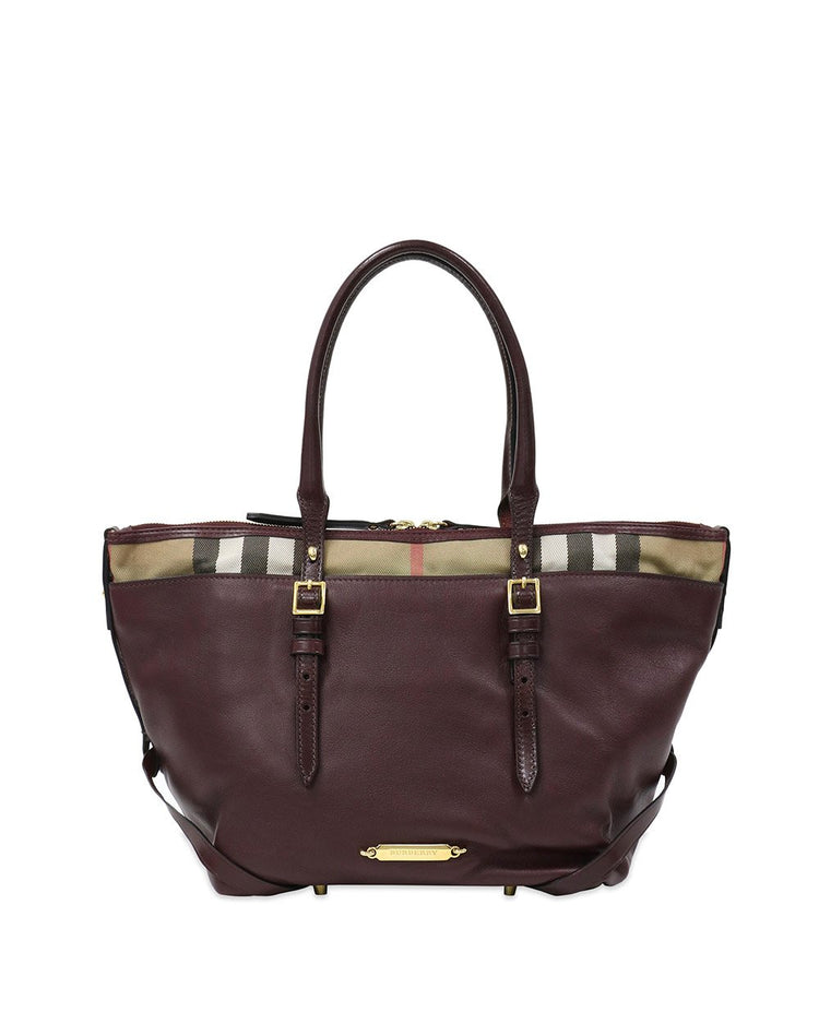 Check Canvas & Leather Handbag - ISSI Outlet
