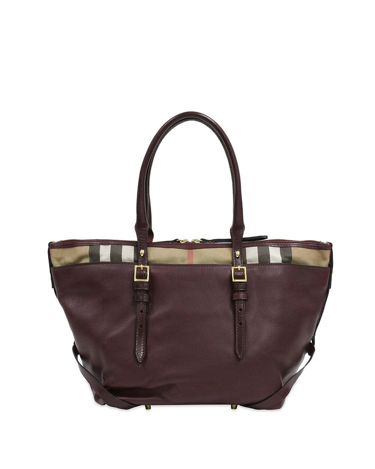 Check Canvas & Leather Handbag - ISSI Outlet