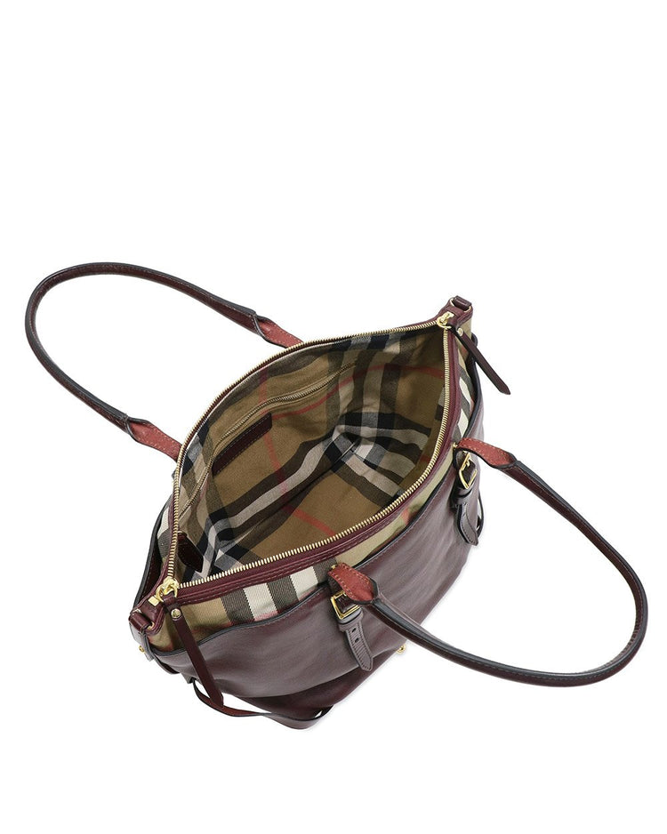Check Canvas & Leather Handbag - ISSI Outlet