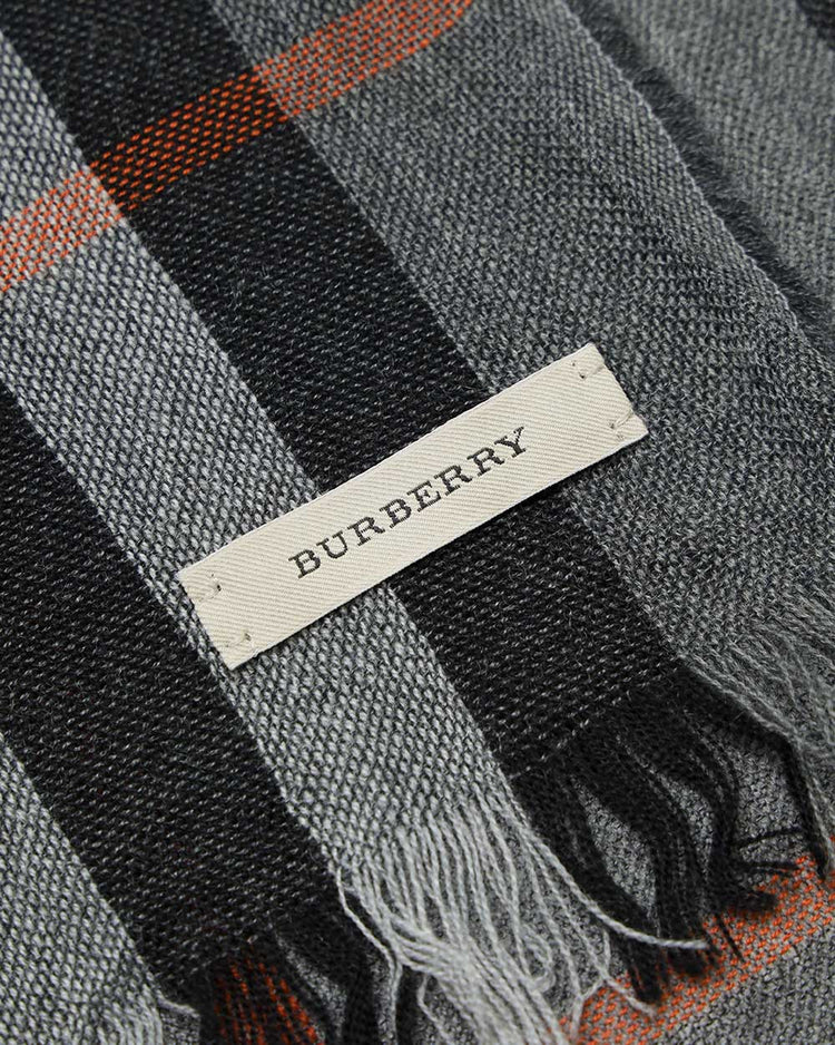 Check Wool Blend Pleated Scarf - ISSI Outlet