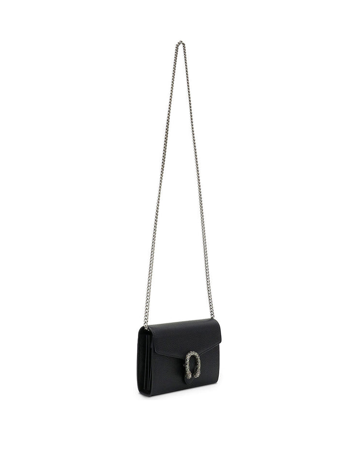 GG Supreme Dionysus wallet on chain - Black Leather (401231CAOGN)