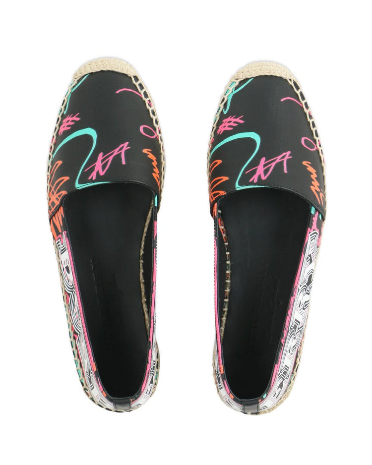 Doodle Printed Coated Cotton Espadrilles