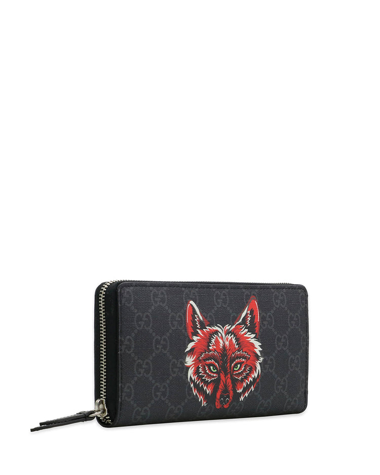 GUCCI BESTIARY wolf zip around long wallet