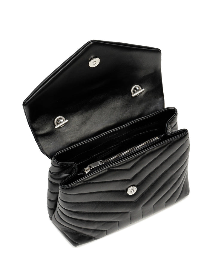 Striped Stitched Leather Handbag