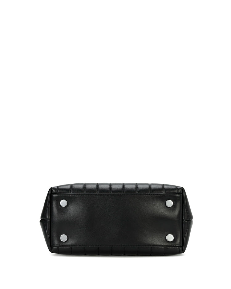 Striped Stitched Leather Handbag