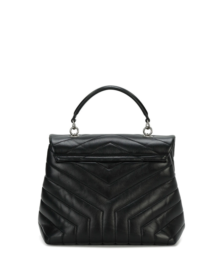 Striped Stitched Leather Handbag