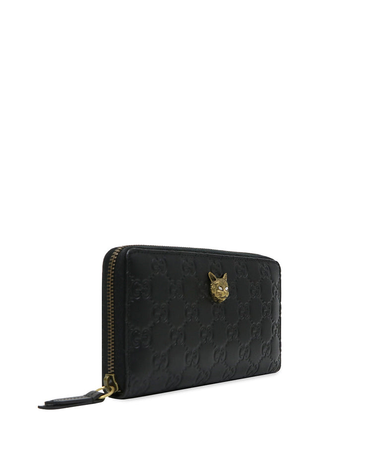 Signature Zip Around Wallet With Cat