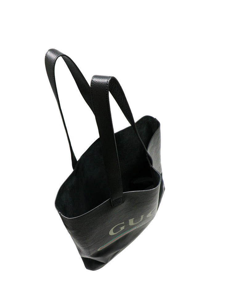 Logo-Print Leather Tote Bag