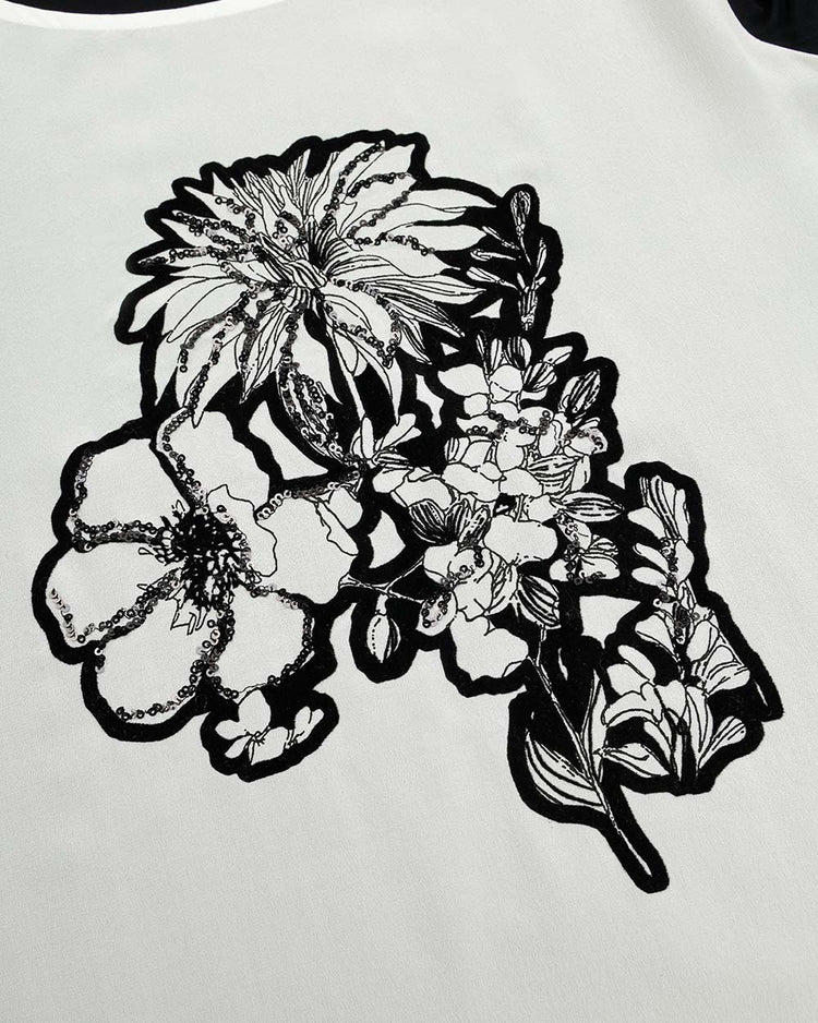 Printed Round Neck Long-Sleeves T-Shirt