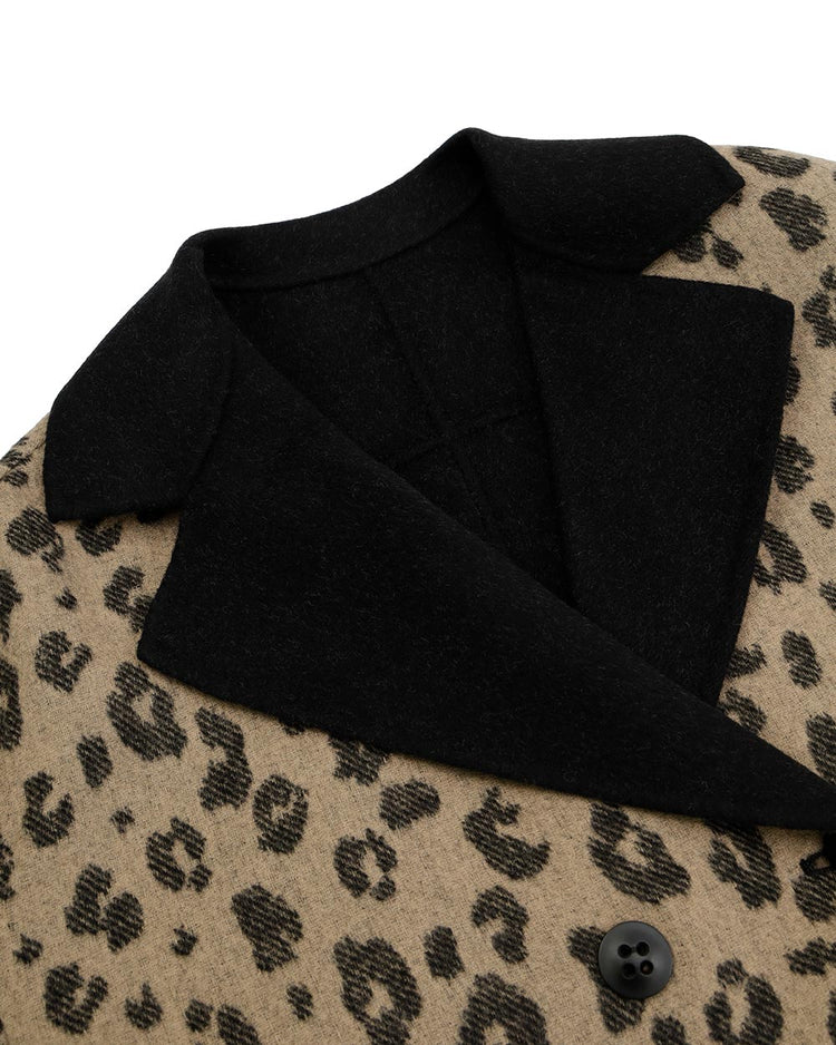 Leopard Printed Short Sleeves Coat