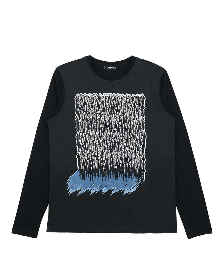 Cotton Printed Round Neck Long-Sleeves T-shirt - ISSI Outlet