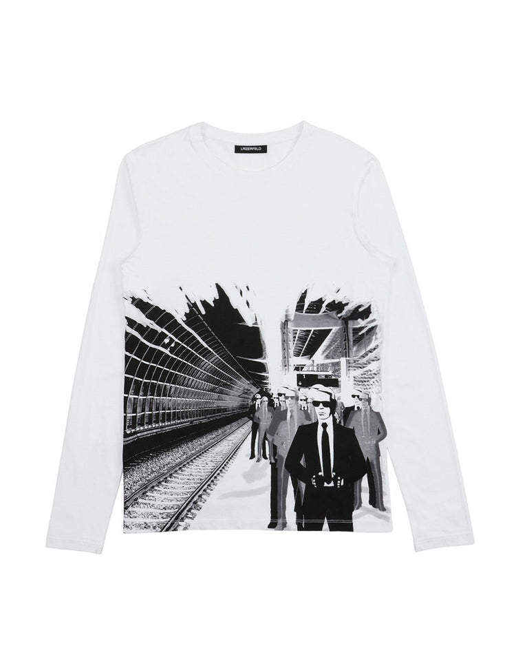 Cotton Printed Round Neck Long-Sleeves T-shirt