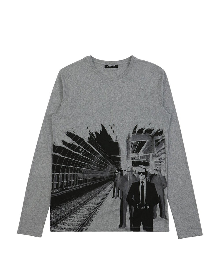 Cotton Printed Round Neck Long-Sleeves T-shirt - ISSI Outlet