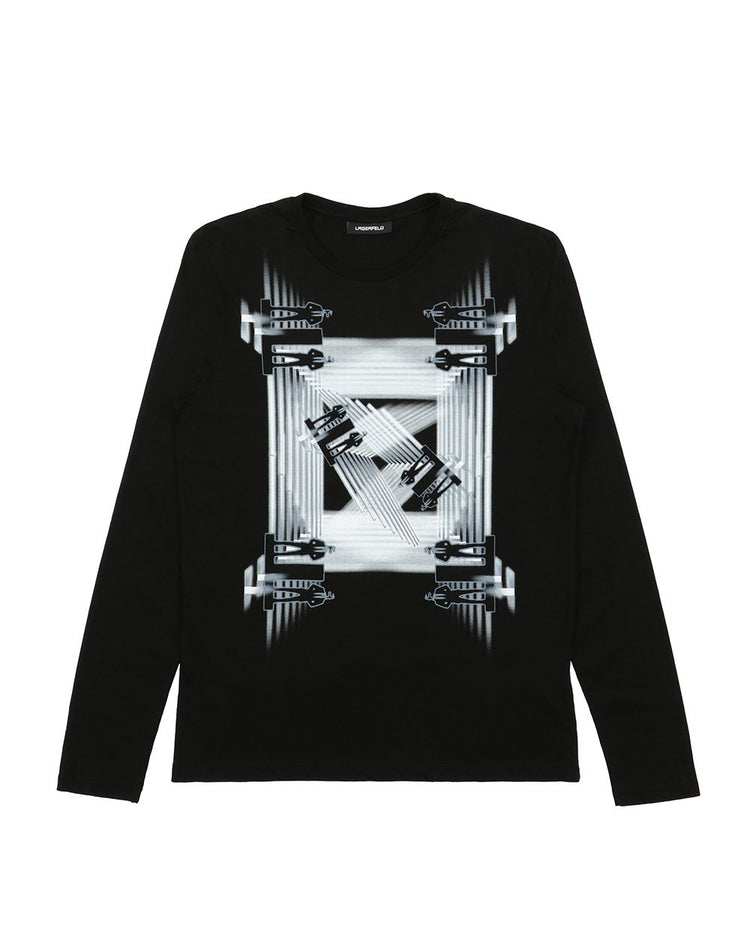 Cotton Printed Round Neck Long-Sleeves T-shirt