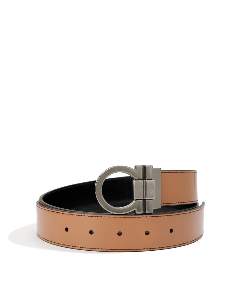 Silver Buckle Plain Color Leather Belt