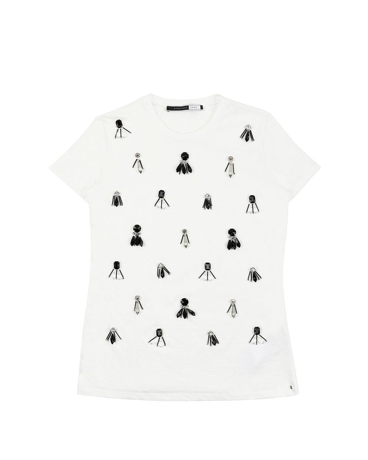 Crystal Embellished Short Sleeves T-shirt