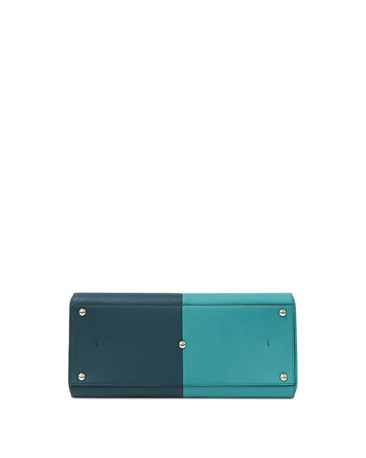 Bi-color Plain Pattern Leather Handbag - ISSI Outlet