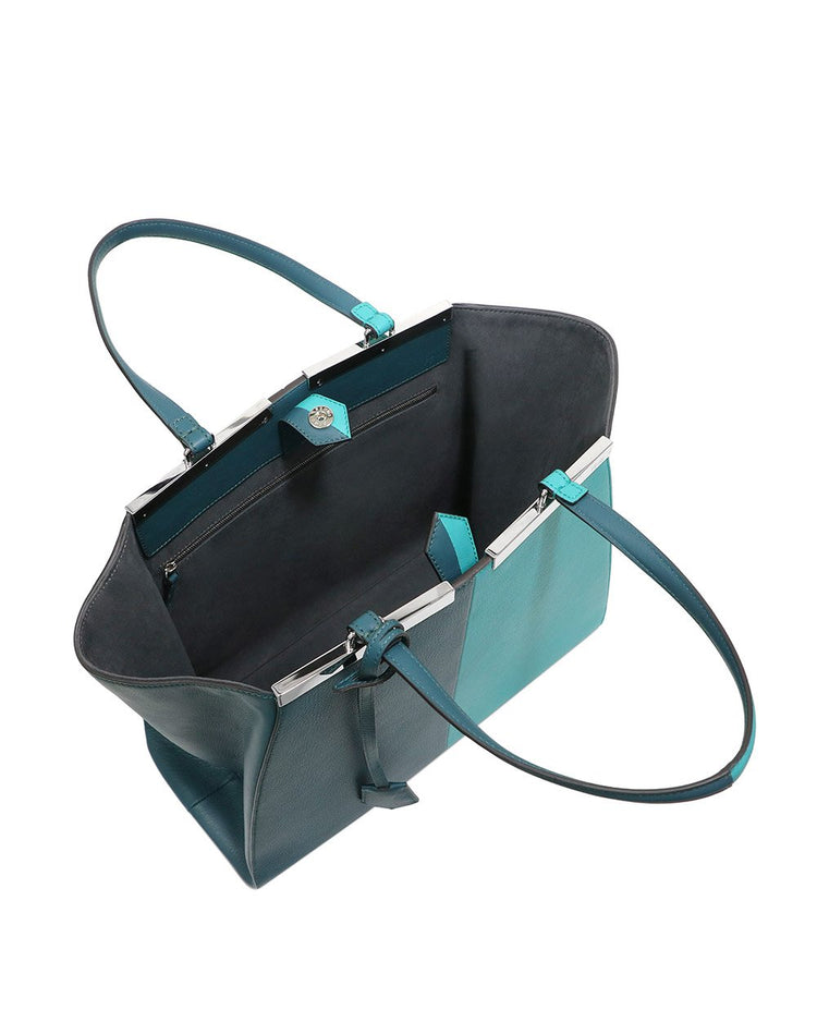 Bi-color Plain Pattern Leather Handbag - ISSI Outlet
