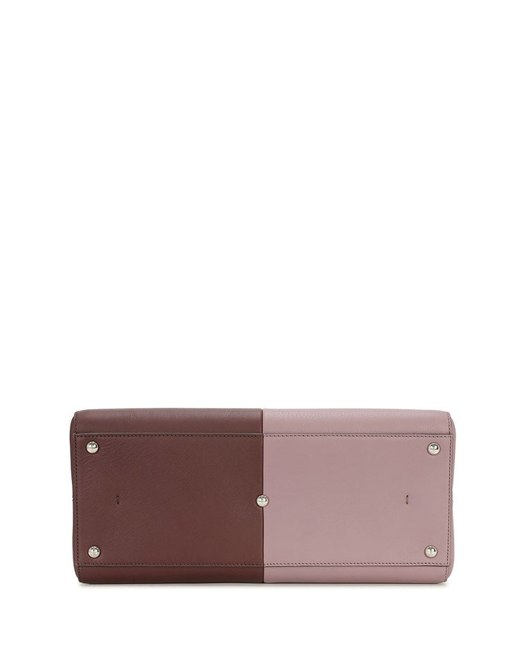Bi-color Plain Pattern Leather Handbag - ISSI Outlet